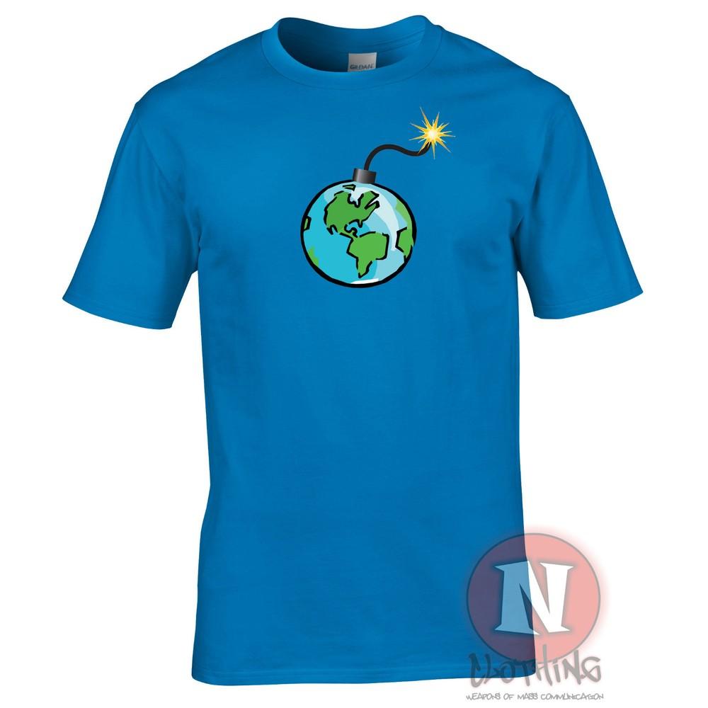 Earth Bomb TShirt Environunisext Global Warming Funny Cartoon Political Tee 2XL