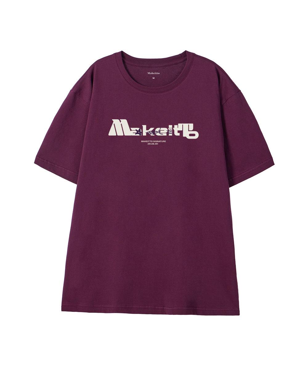 Make It Two [Bold Lettering] Crew Neck Tee_Wine M