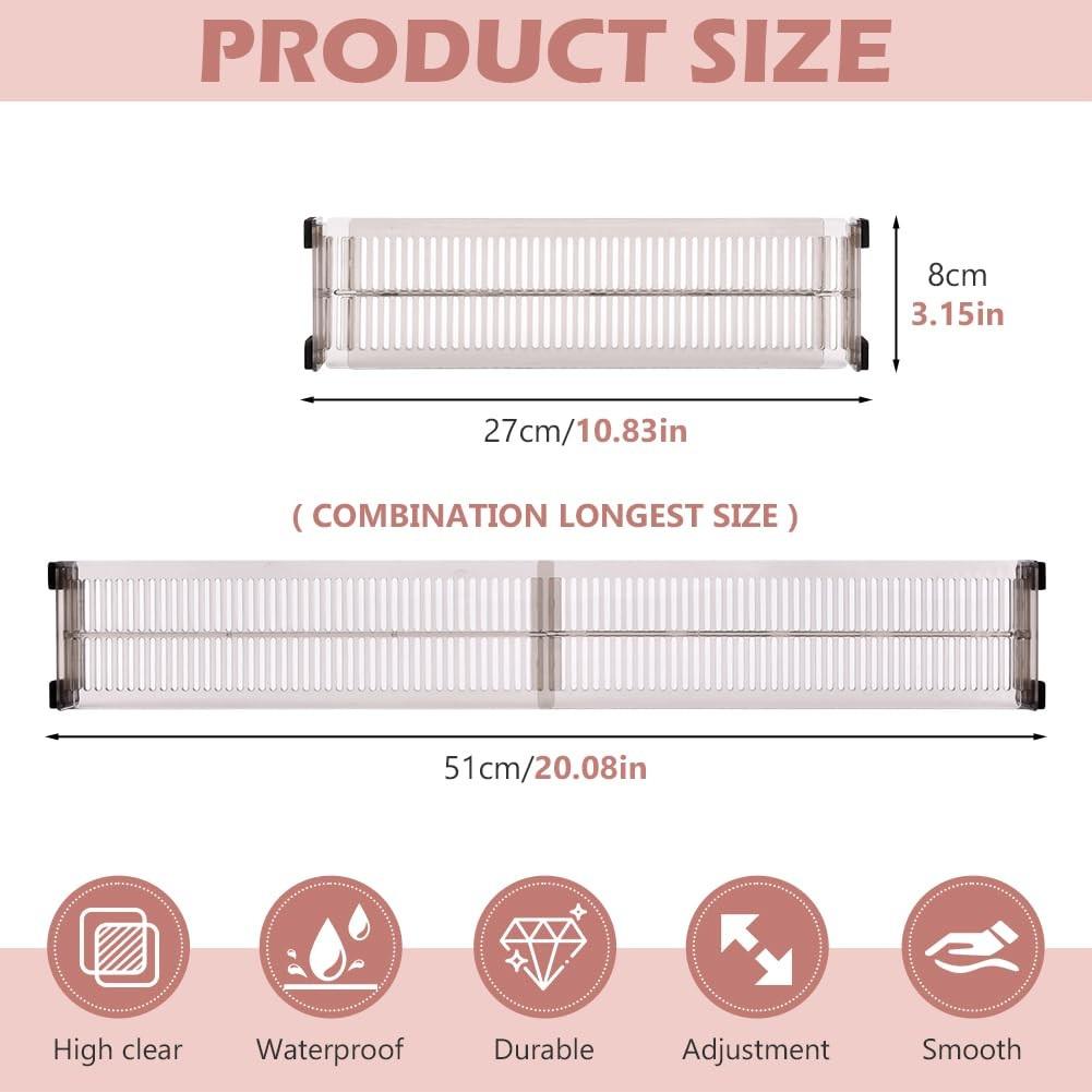 Expandable Drawer Dividers 10.8-20inch Adjustable Organizers for Kitchen Utensils Drawer Separators Dresser Drawer for Clothes