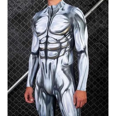 Männer Halloween Cosplay Kostüm Karneval Cyberpunk Steampunk Künstlerisches Muster Sexy Schlank Overall Leistung Zentai Anzug Bodysuit