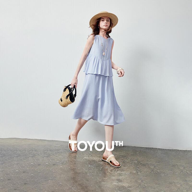 

Linen Blend Tiered Sleeveless Dress S