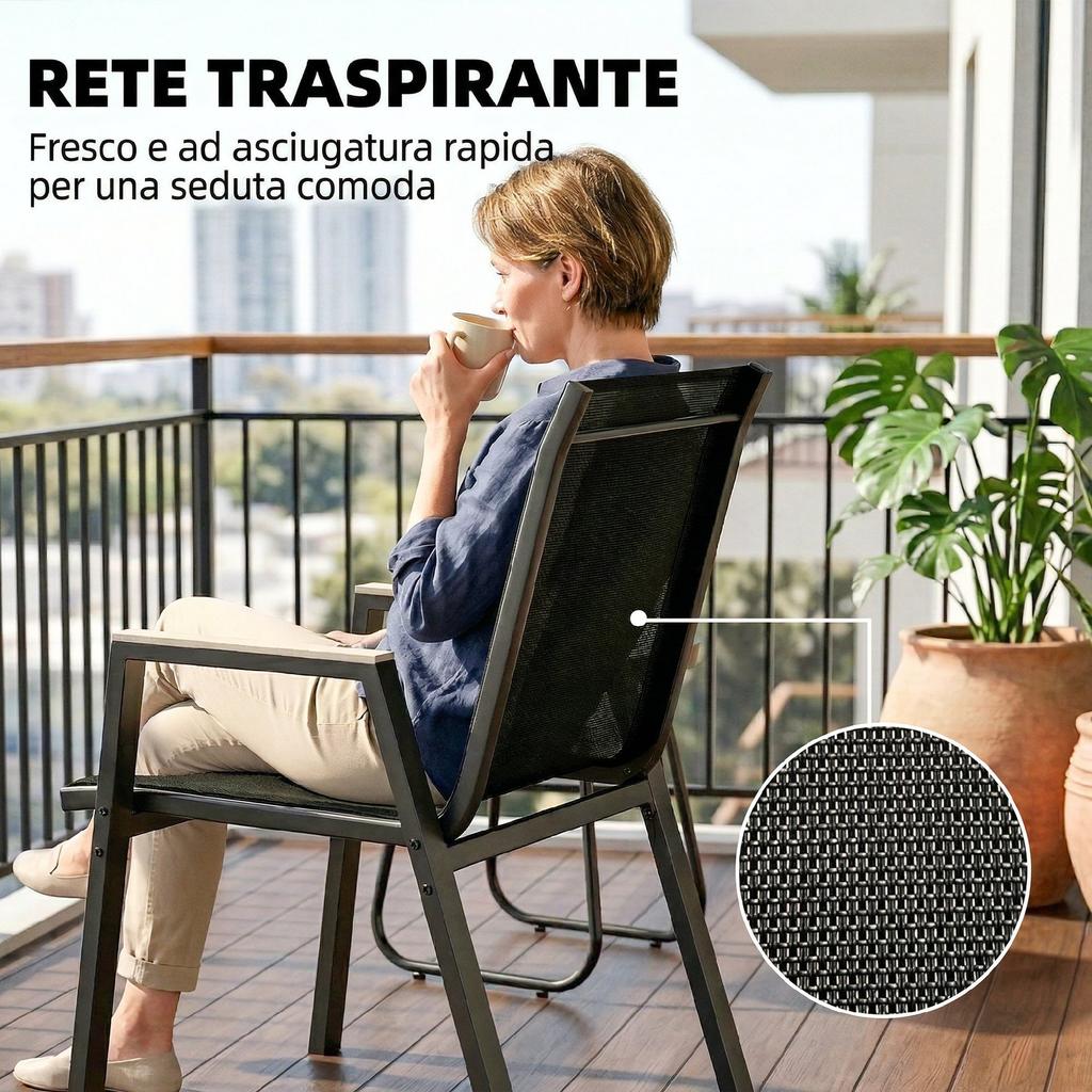 3-Piece Outdoor Bistro Set, Small Table with Adjustable Feet