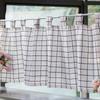 Perdea Scurtă pentru Fereastră, Perdea cu Pled Alb, cu Buzunare pentru Susținere, Semi-transparentă pentru Decor Bucătărie, Material In, Stil Modern W111xL11cm