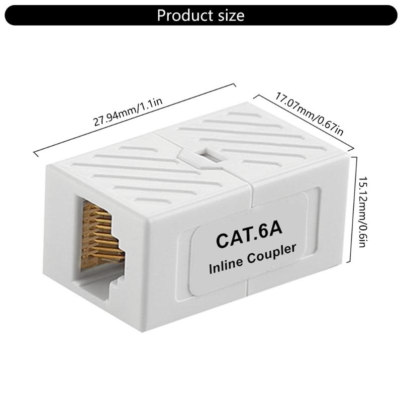 RJ45 Networking Connector Cat6 Cat6A Ethernet Cable Extender Inlined Coupler for Home Office Use For Multiple Devices