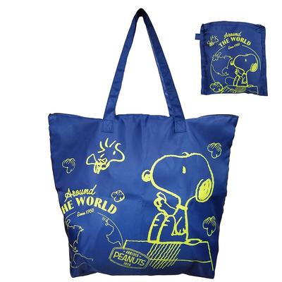 Snoopy Travel Tote Bag, Large, 20L Capacity, Water-Repellent, with Storage Pouch (Folds To Fit Into Suitcase), SNOOPY World, 38cm H X 48.5cm W X 15cm