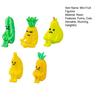 Mini Resin Fruit Figurine Fake Banana Pineapple Cucumber Pear Cone Fruit Model with Cute Grievance Expression for Micro Fairy Garden Accessory