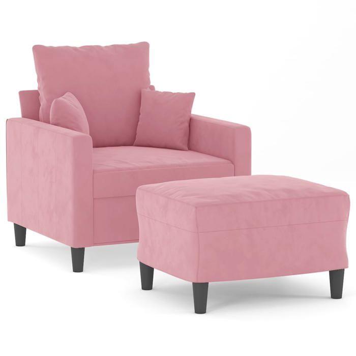 VidaXL Fauteuil avec repose-pied Rose 60 cm Velours, canapé, fauteuil, fauteuil TV, canapé simple, siège, canapé relax, 3201100