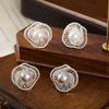 Elegant S925 Silver Hollow Pearl Flower Stud Earrings for Women - High-End, Light Luxury Jewelry