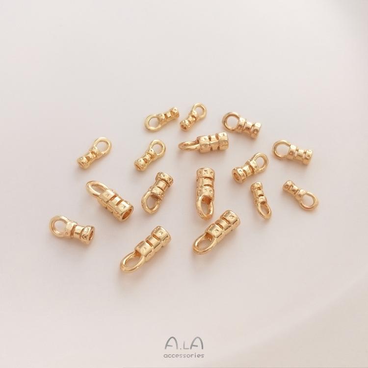 14K Gold Filled Chain Clasp & Leather Cord End Cap for DIY Jewelry