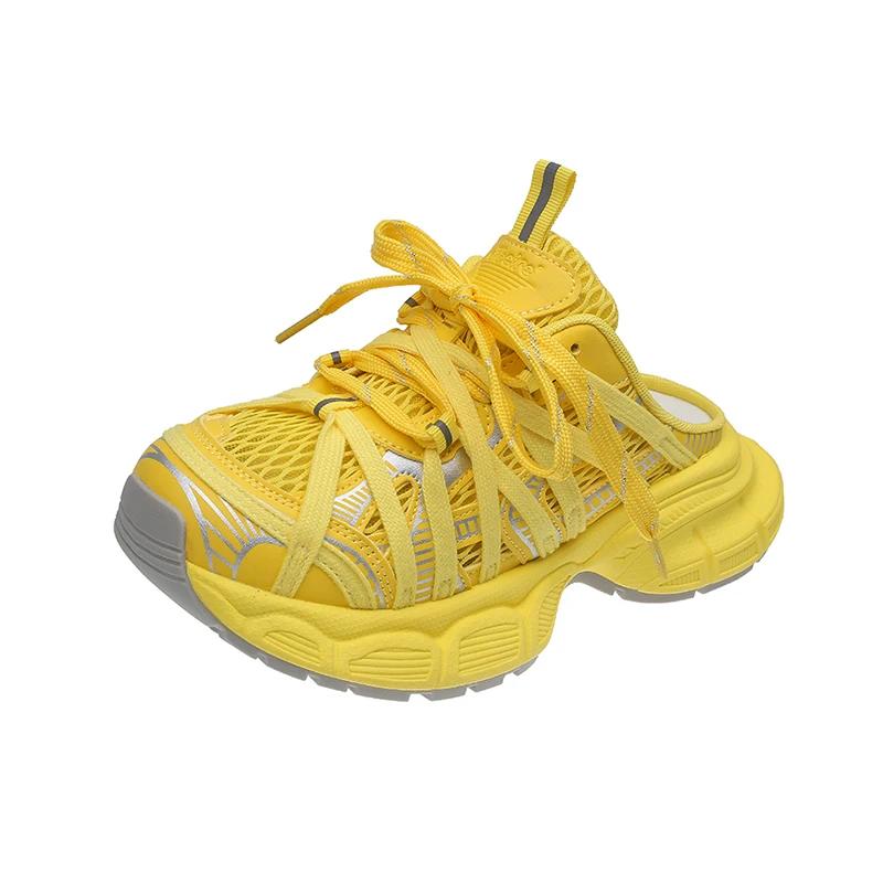 

Women Sneakers Flats Sport Shoes Mules Slippers Slingback Sandals Summer 2025 Casual Brand Walking Running Shoes Mujer Slides 36 рожевий