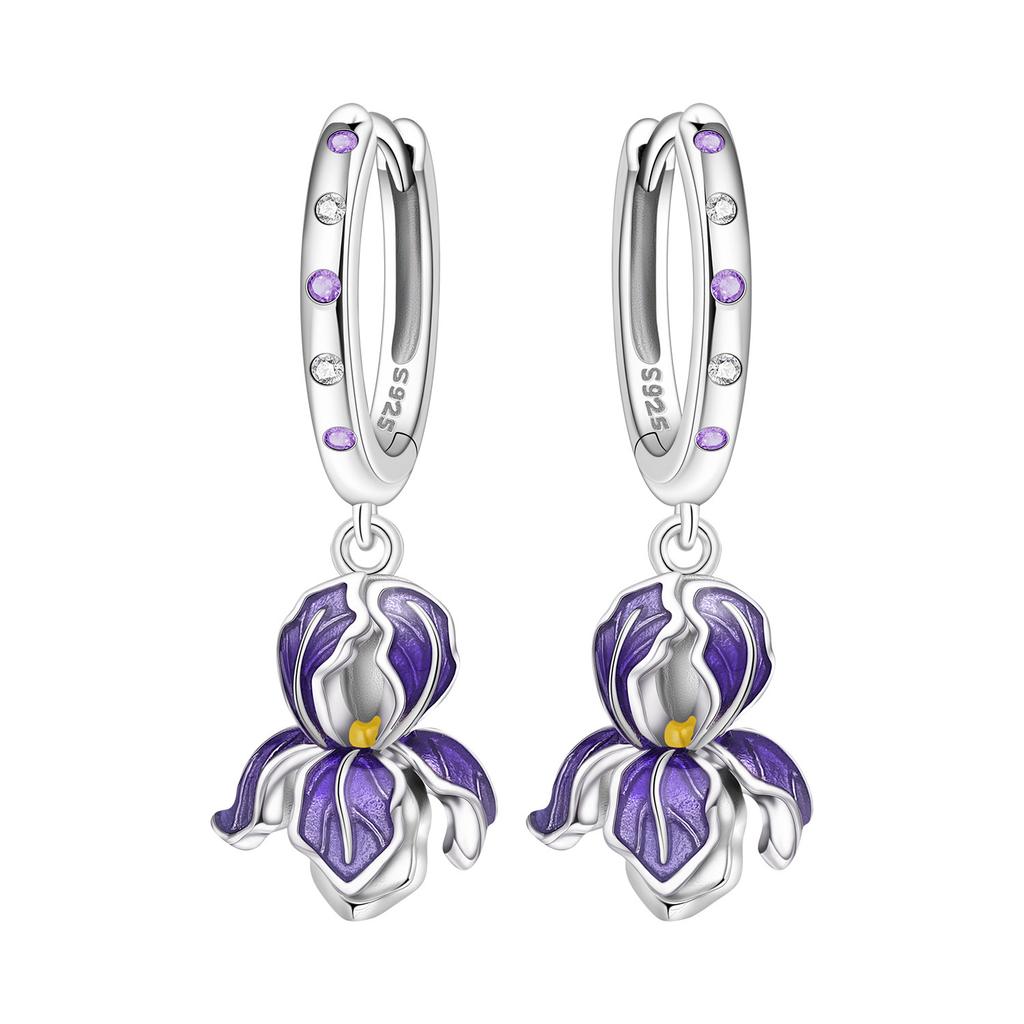 Cercei Orstarry din Argint S925 Exquisite Cercei Iris Albastru Pentru Femei Cadou de Ziua de Naștere Bijuterii din Argint
