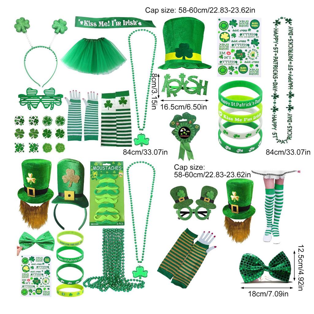 Completed Festival Day Attire For Adults Festival Gathering Outfit Set with Hat Glasses For Adults Green Theme Costume