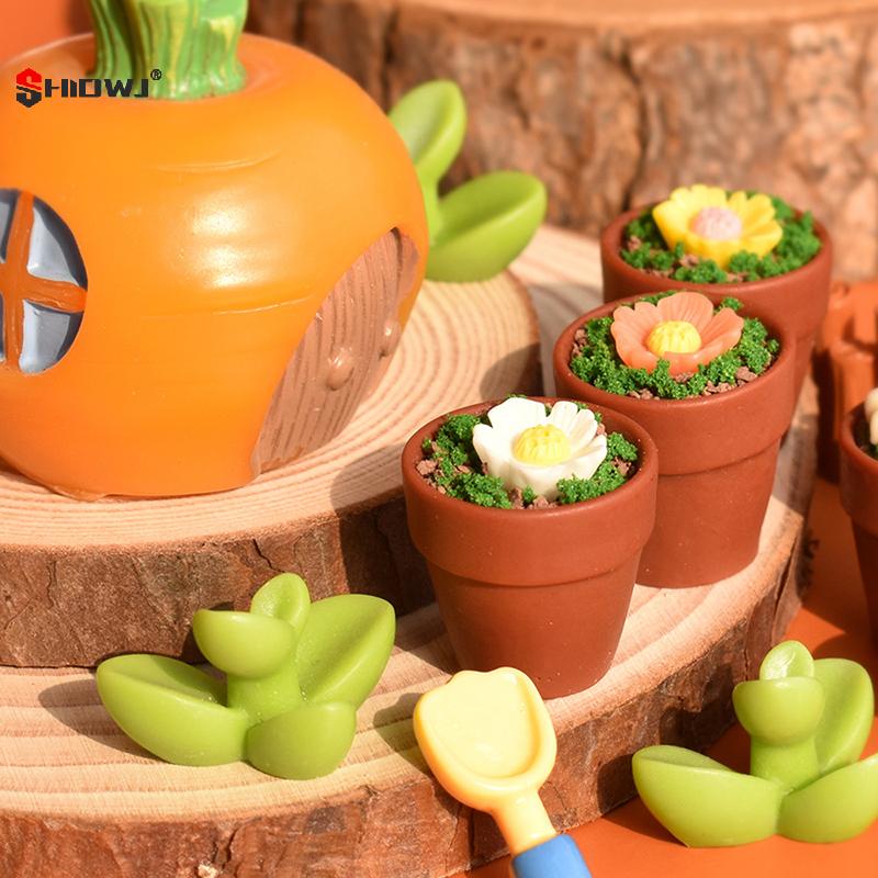 10pcs Mini Flowerpot Dollhouse Furnishing - Accessories To Enhance Doll House Decoration