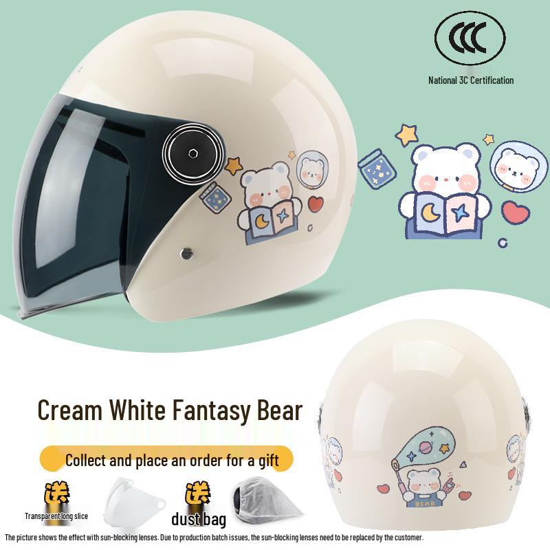 Universal 3C Certified Motorcycle Helmet for All Seasons - Cute, Safe, Sun-Protected, Unisex Half Helmet for Summer and Fall/Winter