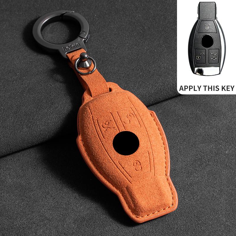 Suede Car Key Case Cover Shell for Mercedes Benz A C E S G Class W177 W205 W213 W222 X167 Amg Glc Cle Cla Glb Gls Car Key Bag