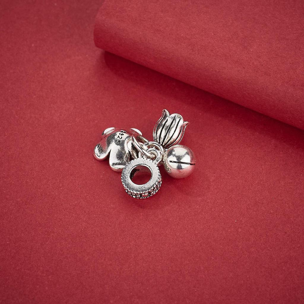 S925 Sterling Silver Lily Flower Bell Pendant Tassel Charm for DIY Beading Bracelet