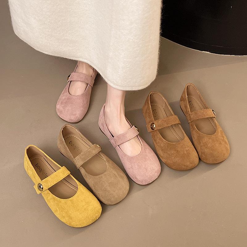 Retro Round Head Flat Bottom Shallow Mouth Single Shoes Women's 2025 New Spring and Autumn Skirt Mary Jane Shoes
