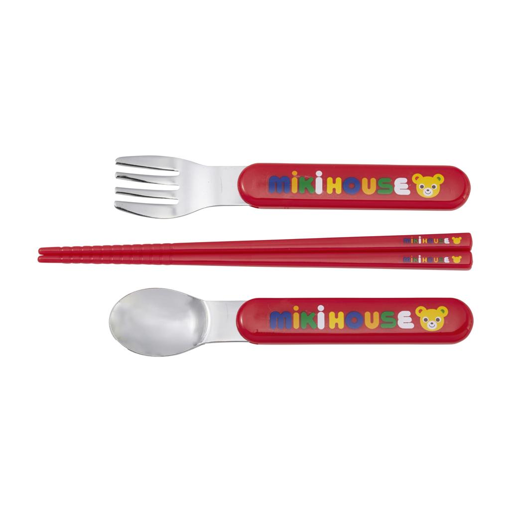 MIKIHOUSE Puzzle Blocks BPA Free Dishwasher Safe Chopsticks Spoon Fork Lunch Utensil Set with Sliding Case 197 x 84 19 mm