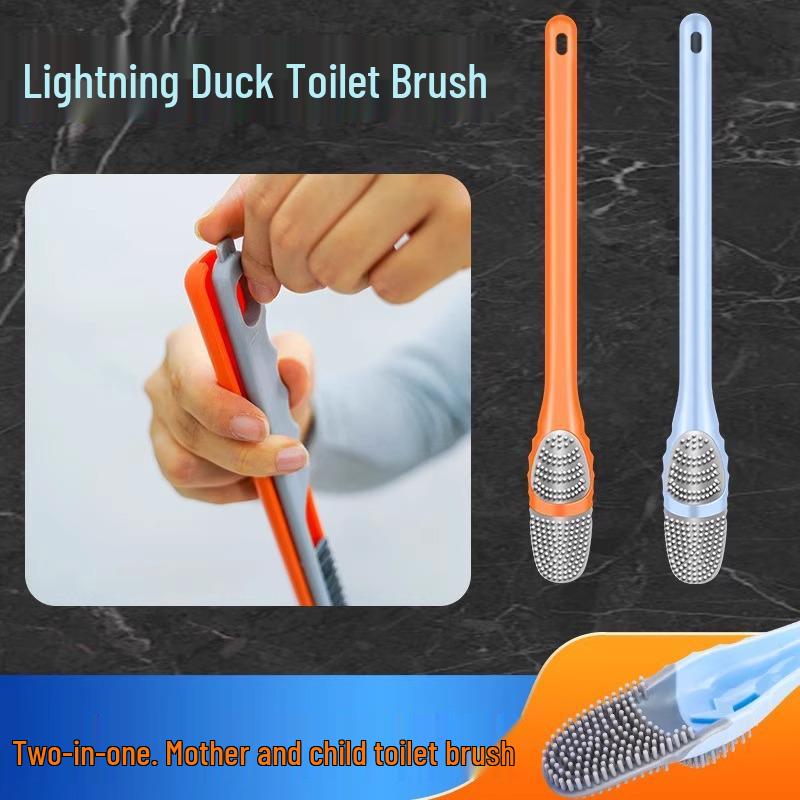 Toilet Brush Set: Wall-Mounted Silicone Duckbill Brush for Deep Cleaning