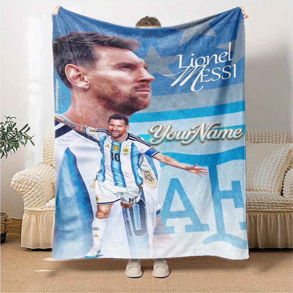 Messi Customize Your Name Blanket Throw Customizable Blanket Comfortable Perfect for Couch Office Chair Chair Livingroom Four Seasons Multipurpose