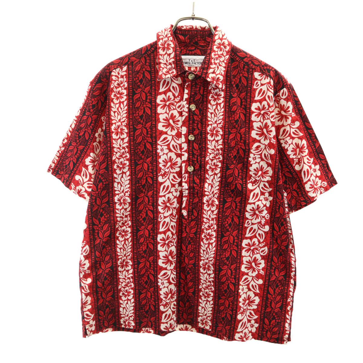 

T&L Muumuu Factory 80-е 90-е Винтажная рубашка Алоха с коротким рукавом и гавайским узором гибискуса Мужская Б/У