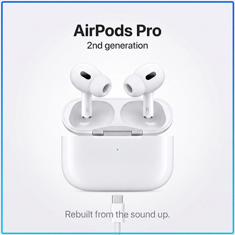 Apple AirPods Pro 2 Bluetooth-Kopfhörer ANC-Geräuschunterdrückung Immersives räumliches Audio HD-Klaranruf Schweißresistente Sport-Funk-Ohrhörer Alle Smartphones weiß