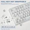 YUNZII X75 Mechanical Transparent Gasket Keyboard with RGB Gaming Compatible White Wired Hot-Swap Keyboard, Keycaps, Included, 75-Key Backlight,