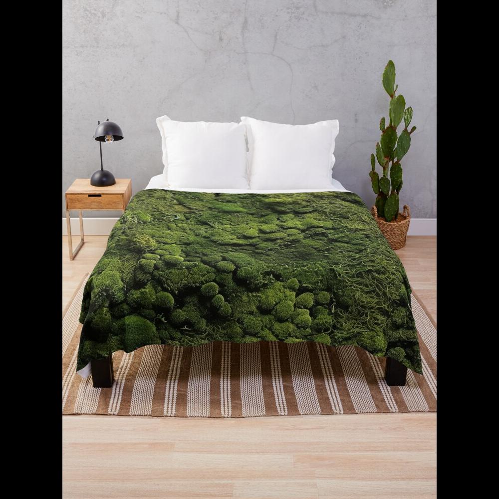Annier Unisex Moss Pattern Throw Blanket Natural Freshness Home Decor Soft Cozy Plaid For Living Room Couch