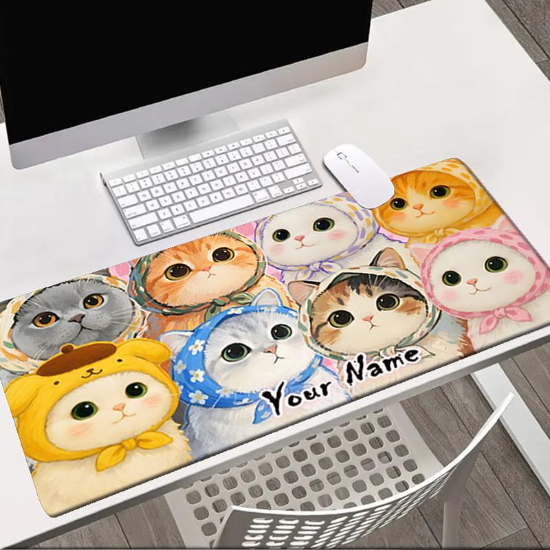 1PC Custom Name Cats Costumes Parade Mouse Pad, Keyboard and Mouse Desk Pad, for Computer Notebook Birthday Gift For Any Room Or Office