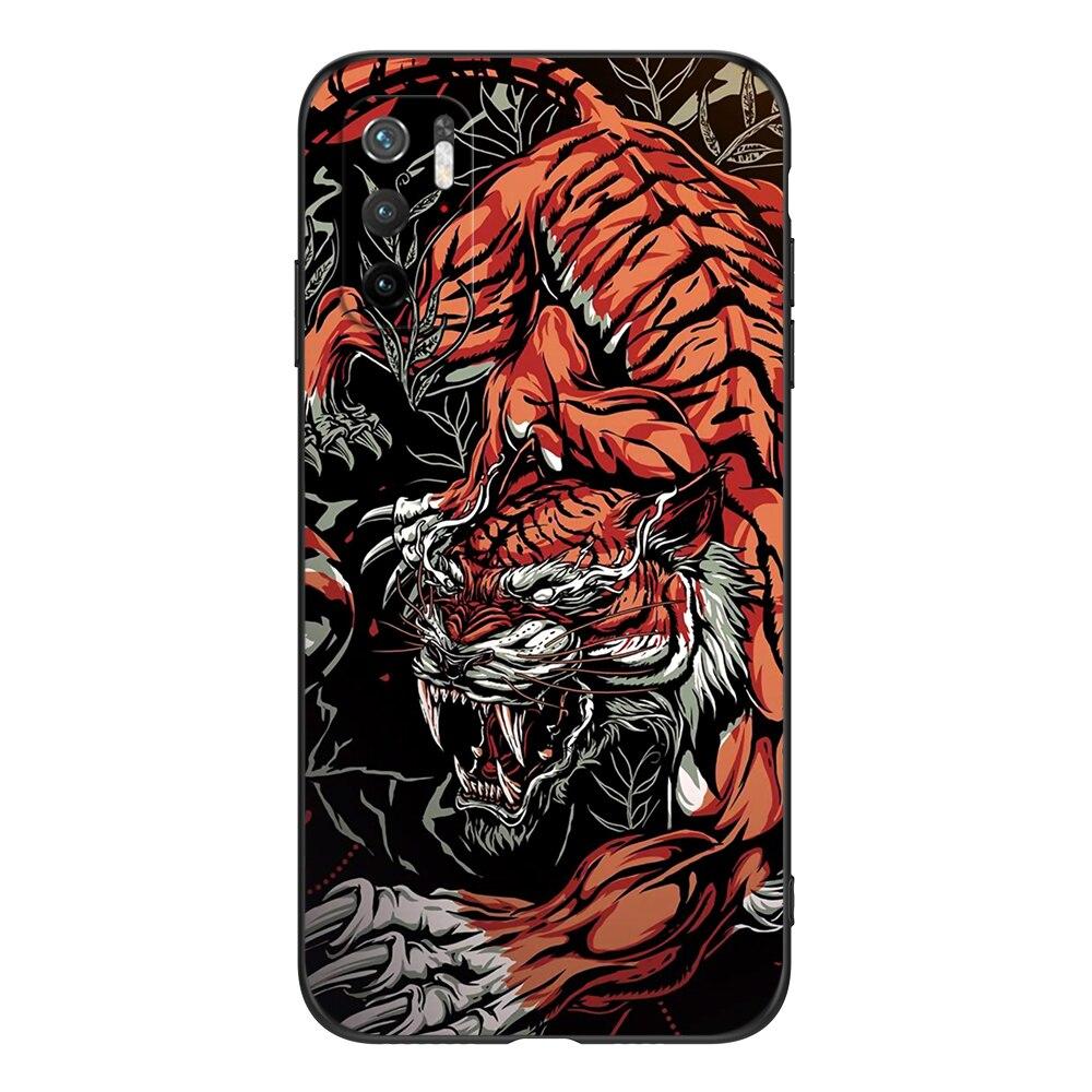 For Poco M3 Pro 5G Case 6.5" Xiaomi Redmi Note 10 5G Phone Back Cover Bumper POCOPHONE Black Tpu Case Lion Wolf Tiger Dragon