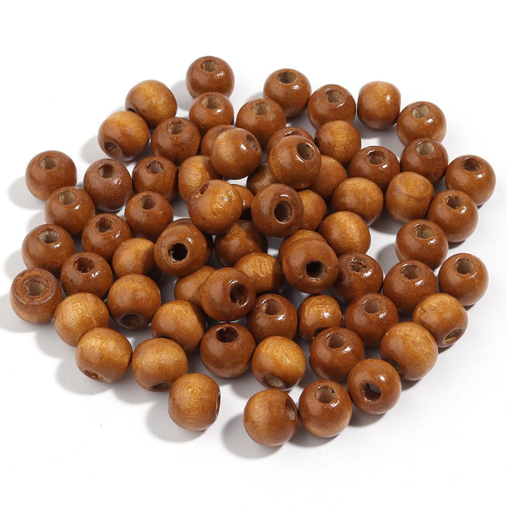 8 10 12mm Natural Wooden Beads Large Hole Loose Spacer Round Bead For Jewelry Making Diy Craft Bracelet Necklace Toy Accessories