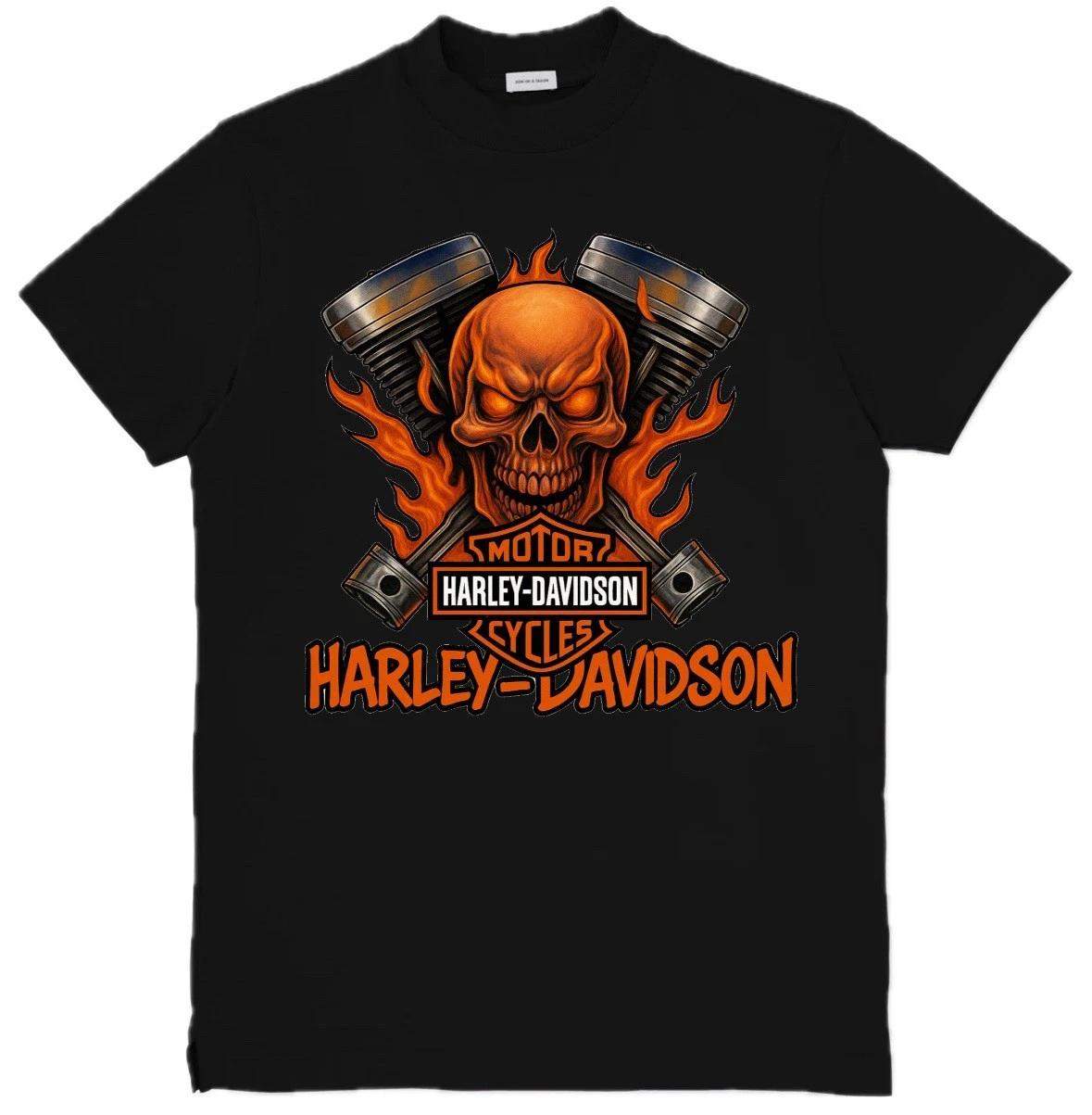 Harley-Davidson Inspiriertes Grafisches Unisex T-Shirt Adler Schädel Grafik T-Shirt S-3XL M