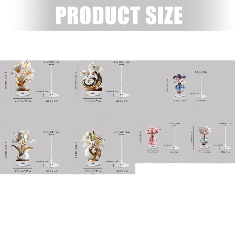 Delicate Flower Pattern Optional Acrylic Display Stand Rotates Desk Ornament 2D Flat Acrylic for Home Decorations