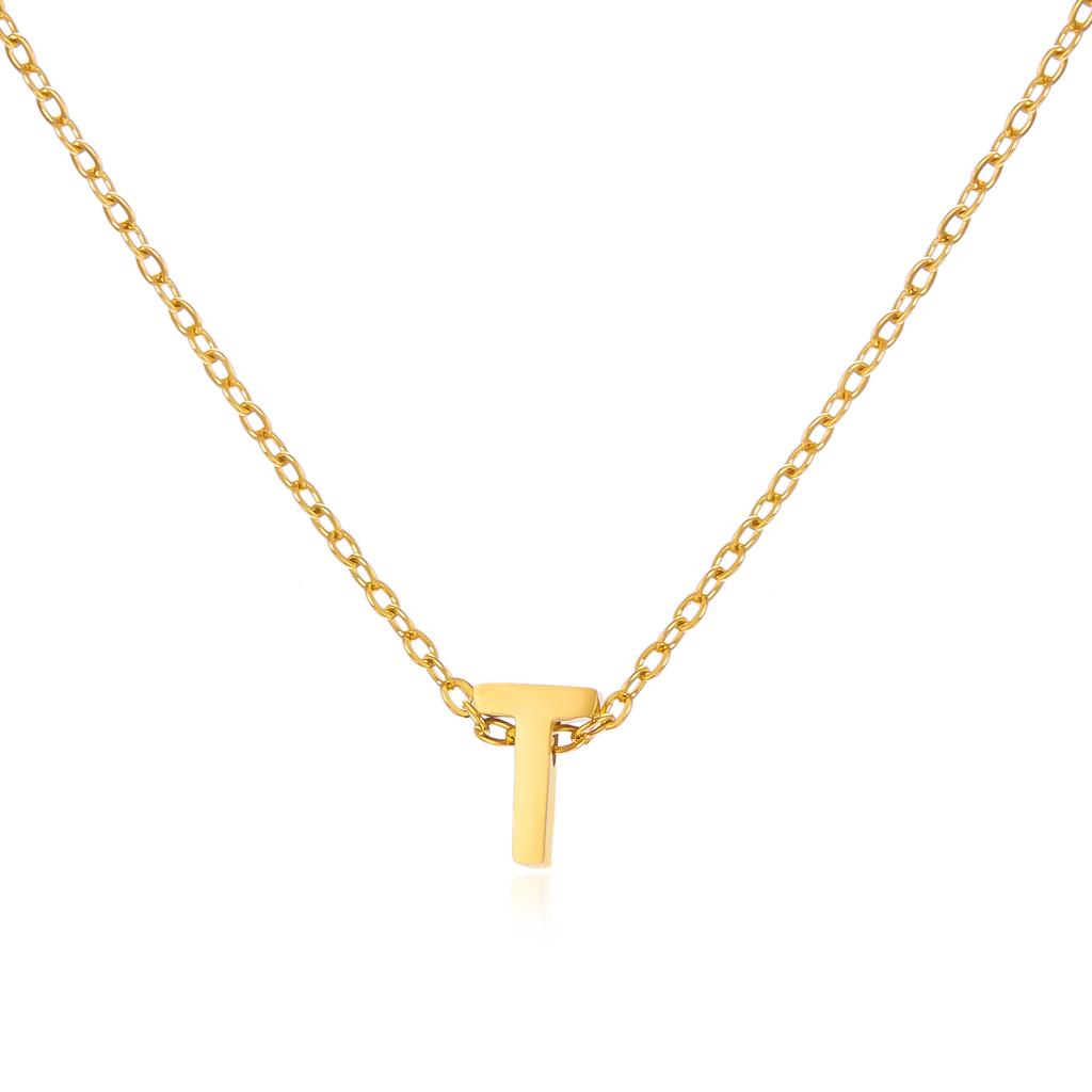 Simple Stainless Steel A-Z Initial Letter Necklaces for Women 26 Alphabet Pendant Clavicle Chain Choker Birthday Party Jewelry