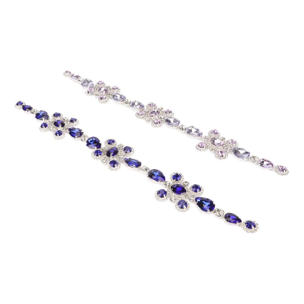 2 szt. Ozdobna Taśma z Dżetami Kryształowe Szkło Wzór Kwiatowy z Diamentami Błyszczący Łańcuszek z Dżetami na Wesela Festiwale