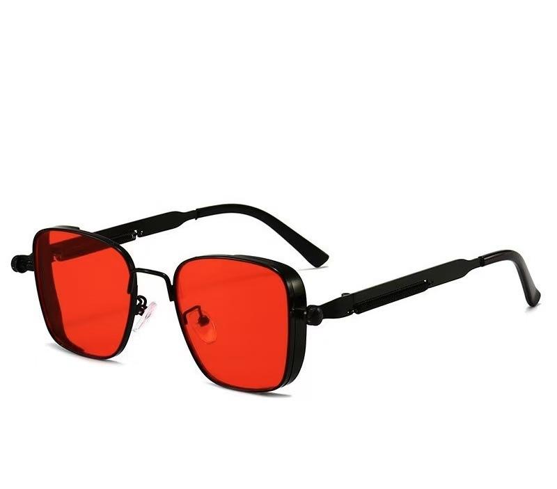 Men Driving Sunglasses Vintage Steampunk Square Sunglasses Metal Frame with Spring Hinges Women Eyepiece Trendy Driver Glasses