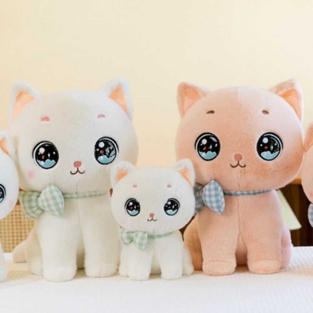 Pet Pink Cat Plush Toy Fluffy Animal Stuff Doll Fun Bow Cat Plush  Friends
