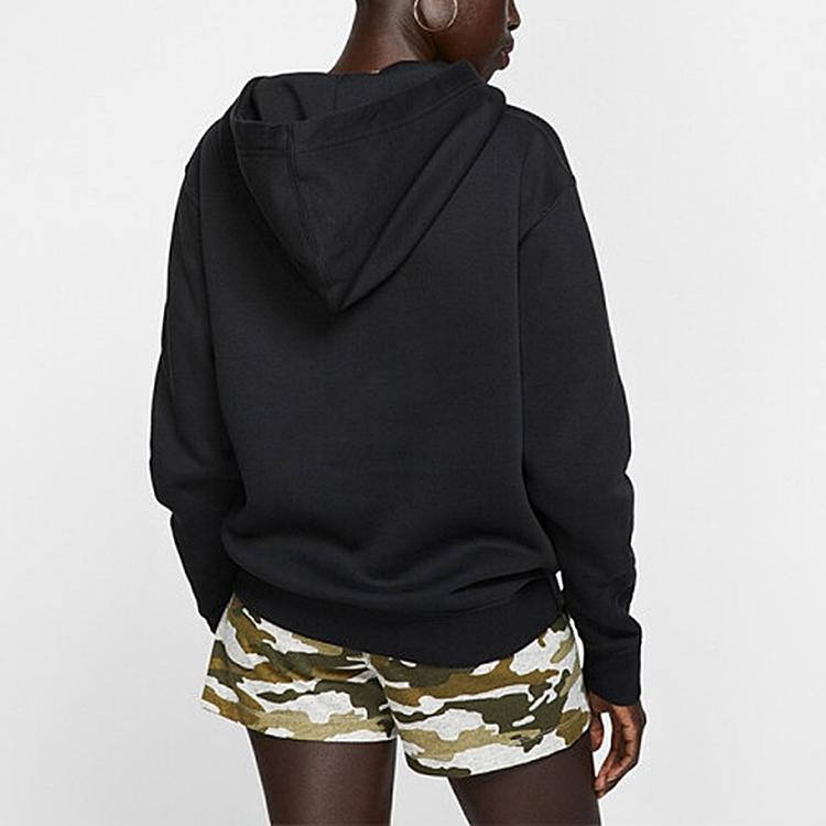 Nike Solid Color Embroidered Logo Fleece Hoodie Women Hoodies Black BV4119-010