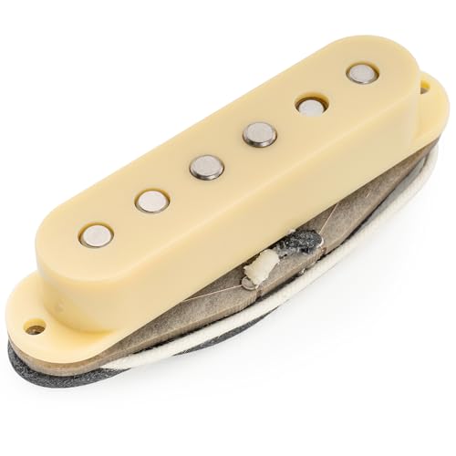 Musiclily Pro ST-60S Staggered Alnico 5 Single Coil Pickup with Ridge PU for Strat Electric Guitar, Cream