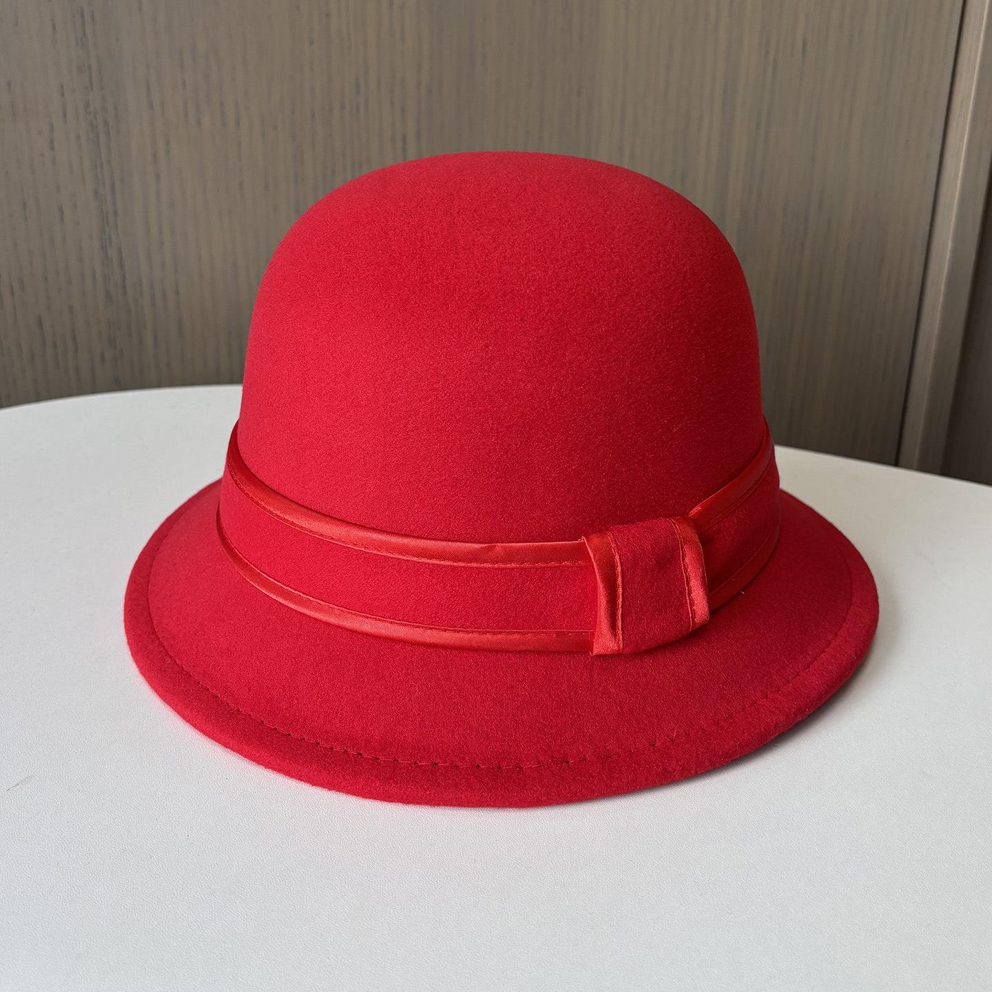 

Простий капелюх рибалки в стилі Хепберн Дитячий Осінньо-зимовий Французький Маленький Ароматний Стиль Куполоподібний Капелюх-циліндр Новий Теплий Вовняний Капелюх-відро adjustable яскраво-червоного кольору