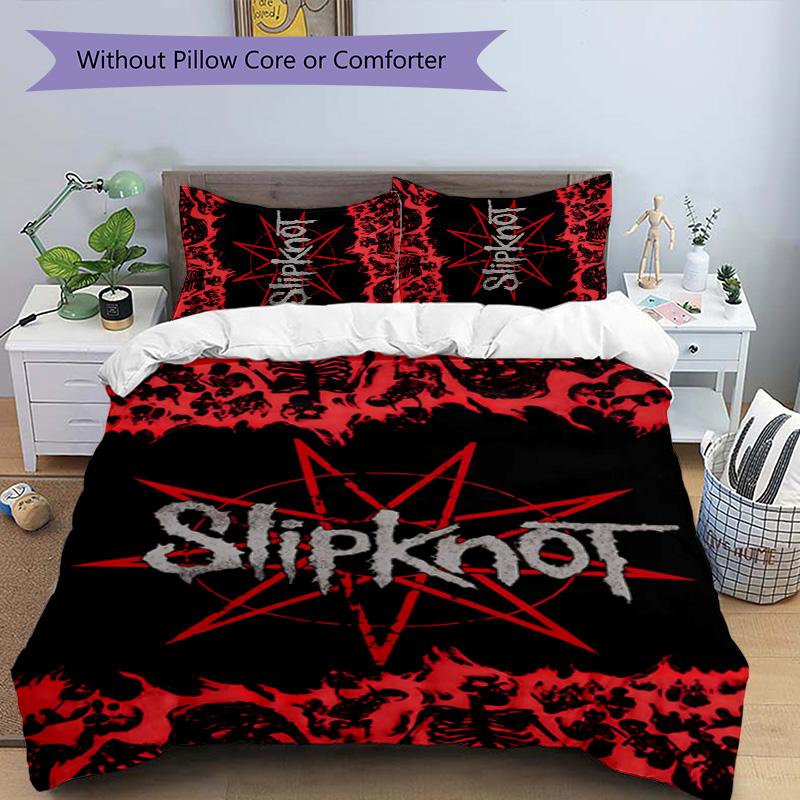 Slipknot 3pcs Bedding Set Duvet Cover Closure Includes 1 Duvet Cover & 2 Pillowcases for All Seasons Bedroom Home Dorm Decor