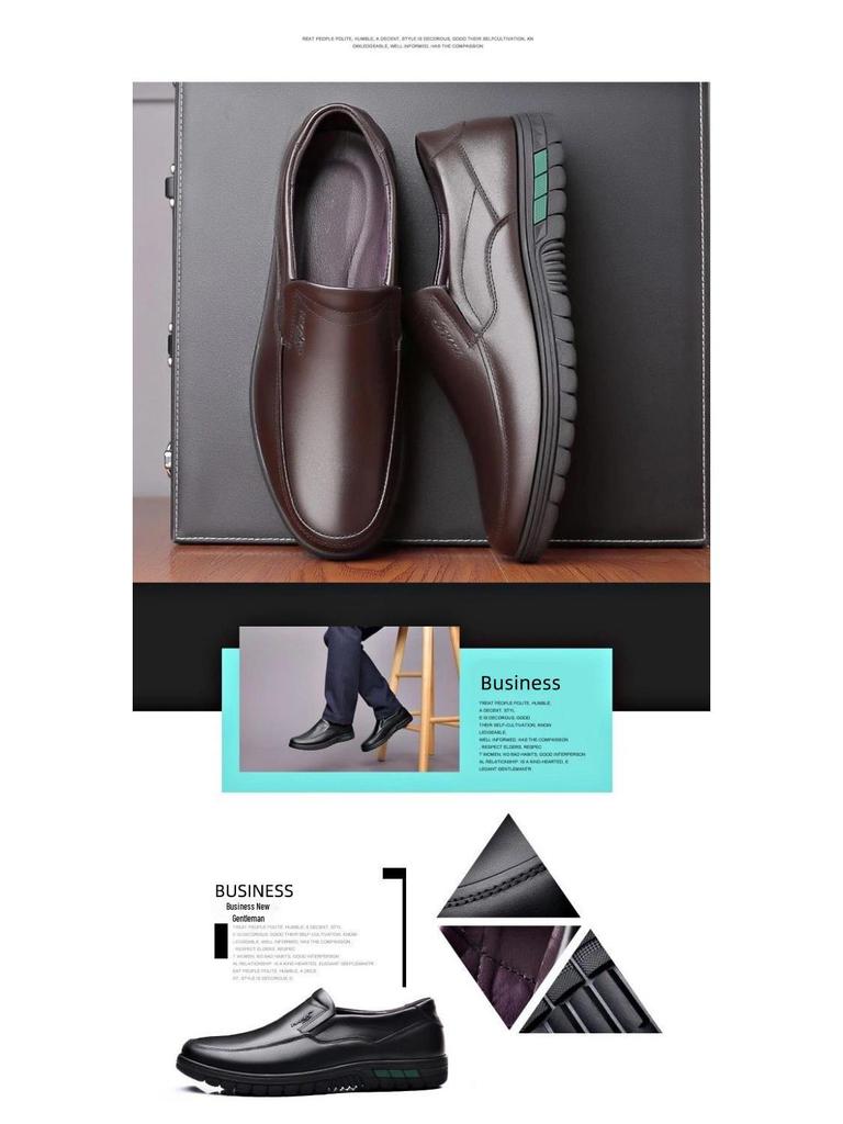 Men's Genuine Leather Non-Slip Casual Business Shoes - Breathable, Comfortable & Lightweight for Middle-Aged Dads