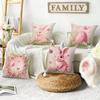 4Pcs Spring Easter Pillowcase, Cute Rabbit, Easter Egg Plant Flower Print Pillowcase, Easter Party Decoration Sofa Cushion Cover