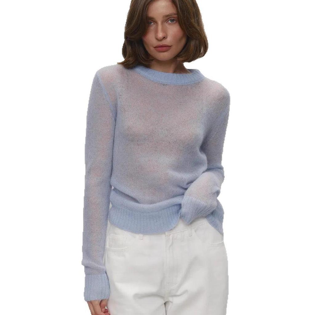 2026 Spring/Summer Women's Thin Knit Cardigan, Round Neck, European Style, See-Through, Basic Style, Candy Colors