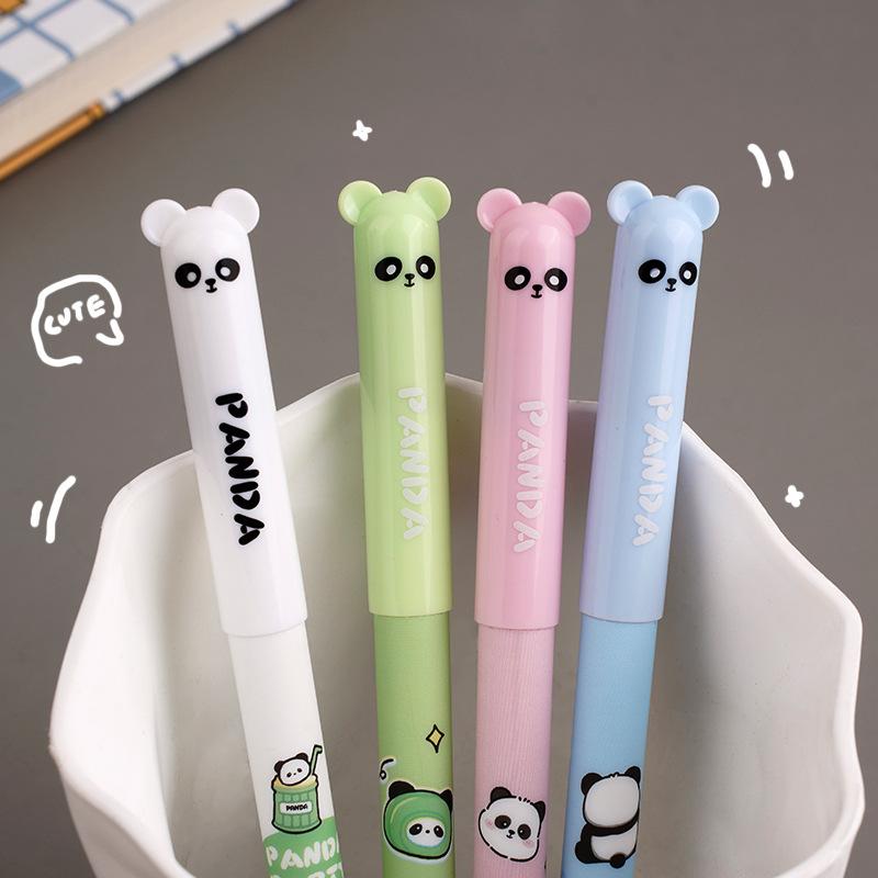 4 Stuks/Set Schattige Cartoon Uitwisbare Gelpen 0,5 mm Volle Naald Kristal Blauwe Inkt Kawaii Eenhoorn Beer Panda Schrijfpennen voor Schoolstudenten