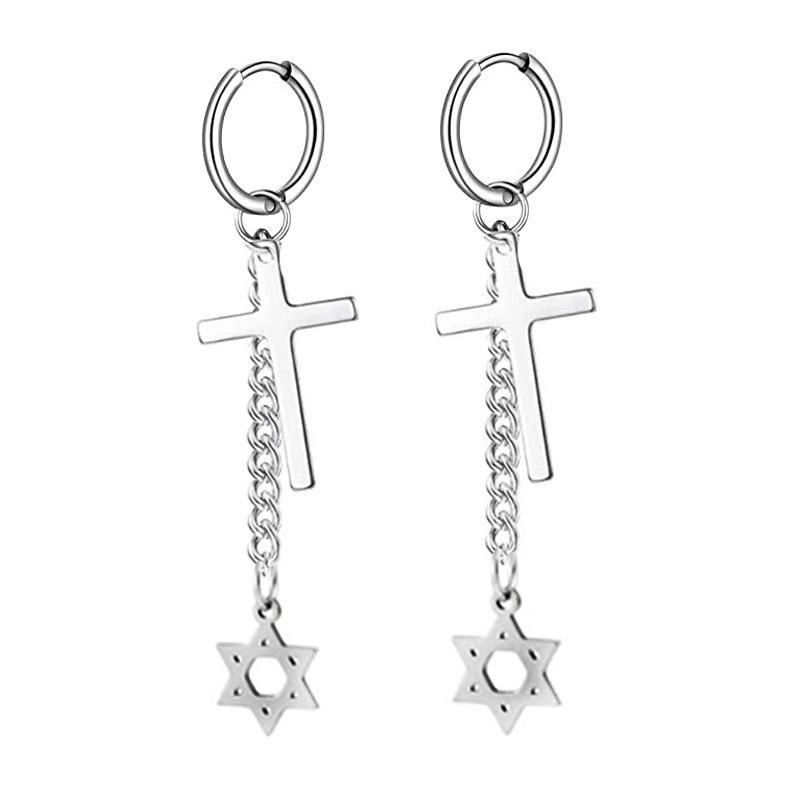 Black Series Titanium Steel Punk Style Earrings - Unisex, Korean Fashion, Unique Design