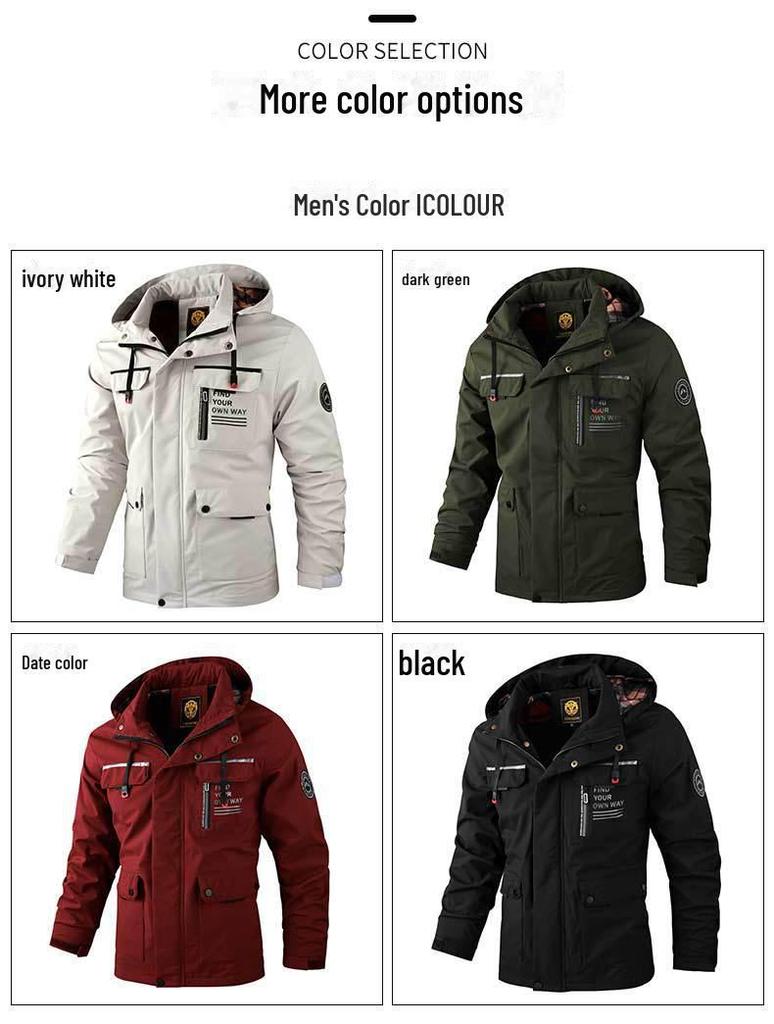 Męska Szybkoschnąca Wodoodporna Kurtka Outdoorowa Wiosenna - Duży Rozmiar, Luźny Krój, Casualowa Odzież Robocza