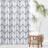 Fabric Geometric Shower Curtain, Mid-Century Modern Geometric  Herringbone Chevron Blue Black Gray Square Bathroom Decoration