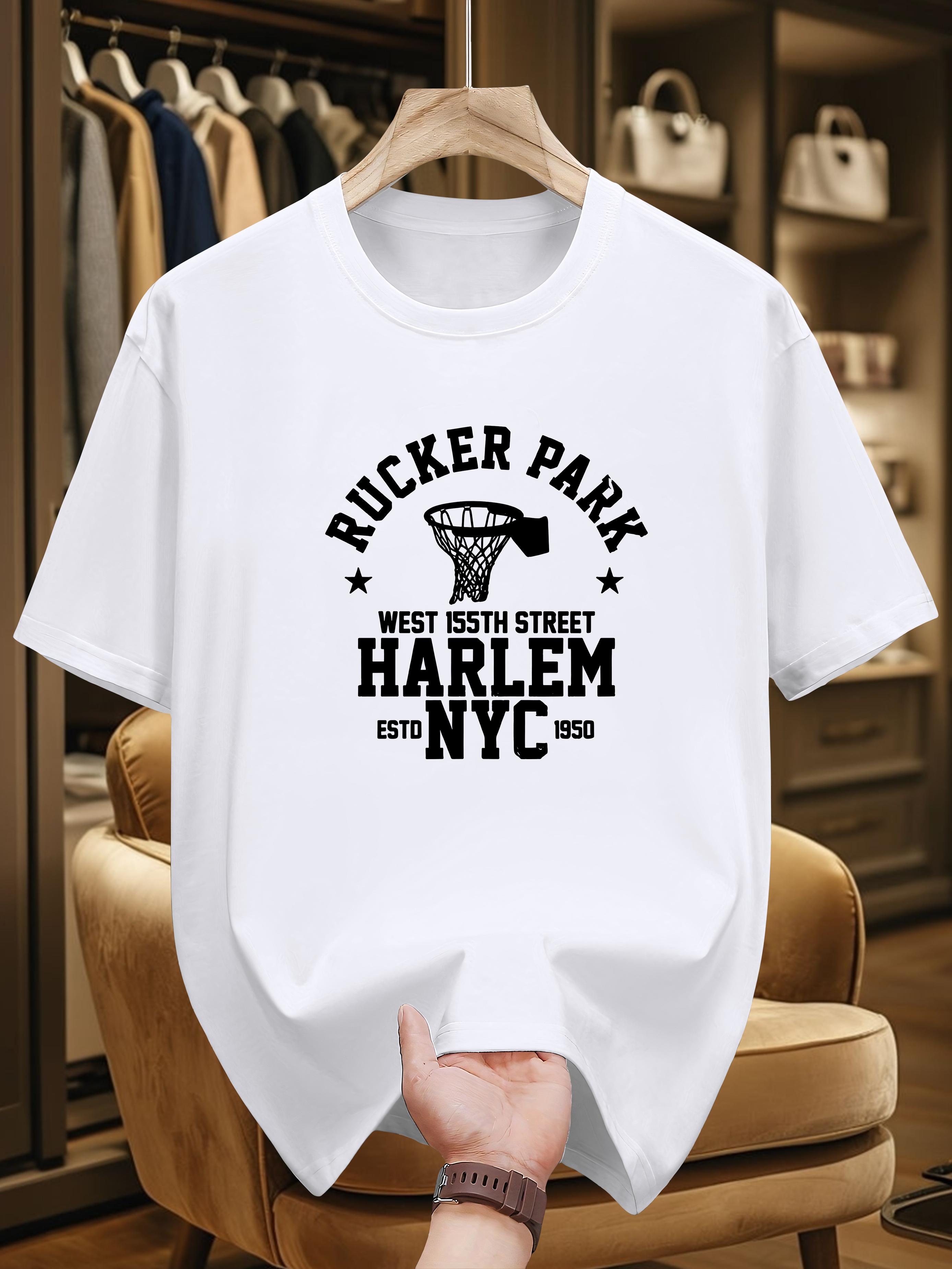 200g 100% Cotton Short Sleeve T-shirt - Navy Blue Rucker Park Basketball Graphic Tee XXL