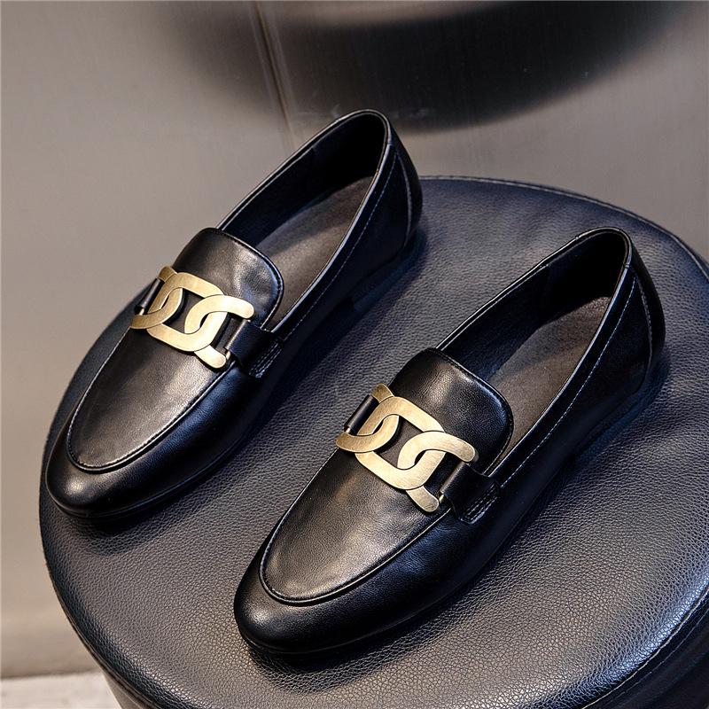 Spring 2025 new fashion single shoes one-pedal sports Lizhen women's shoes pointed flat leather small leather shoes fashion